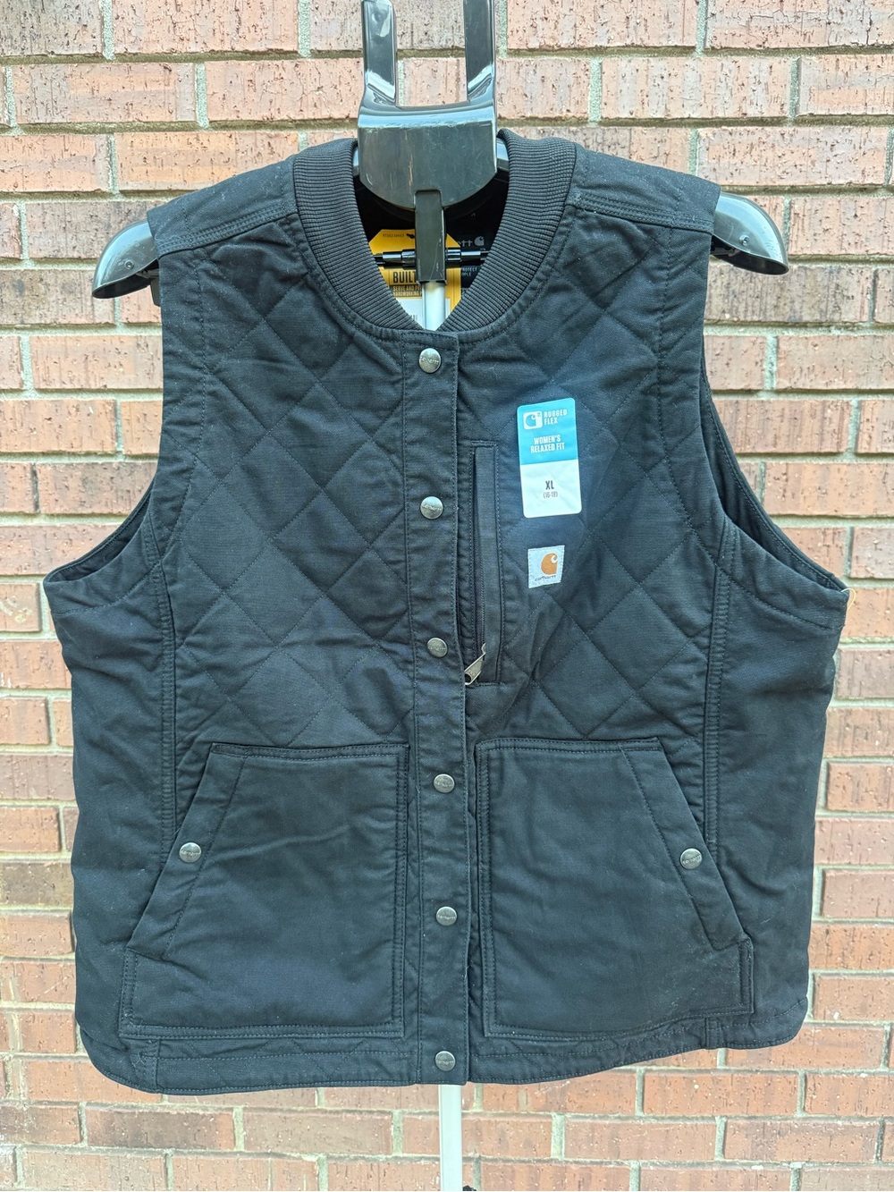 Carhartt Womens Rugged Flex Relaxed Fit Quilted Canvas Insulated Vest Black XL